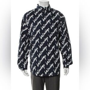 Balenciaga Unisex Navy Blue Logo Shirt